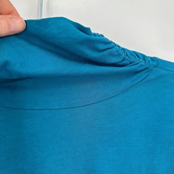 Nomadic Traders Pima Cotton Teal Ruched turtleneck Size XL Lightweight Active - Picture 3 of 8